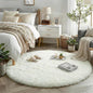 Amdrebio Ivory White Round Rug 5Ft for Bedroom Living Room Aesthetic, Neutral Fluffy Fuzzy Circle Area Rugs for Kids Room Playroom, Circular Plush Soft Shaggy Cream Carpet for Dorm Teen Baby Nursery