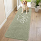 Smiry Dog Door Mat for Muddy Paws, Absorbent Dirt Trapper Non Slip Quick Dry Washable Chenille Mat for Mud Dogs, Entry Rug for Indoor and Outdoor (70x24 Inches, Sage Green and White)