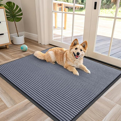 OLANLY Front Door Mat Indoor Outdoor Entrance, Waterproof Heavy Duty Doormat, Fade Resistant, Low Profile, Easy Clean Patio Porch Welcome Floor Mats for Entry, 40x32, Ash Grey