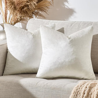 GIGIZAZA Beige Pillow Covers 24x24: Pack of 2 Throw Pillows Soft Solid Covers - Velvet Decorative Modern Couch Big Cushion Covers,Living Room,Bedroom,Sofa