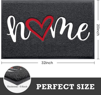 CozyBounty Black Door Mat Welcome Mats Home Non-Slip Doormat for Entryway Low-Profile Floor Mat for Yard, Garage, High Traffic Areas (32"x20", Black)