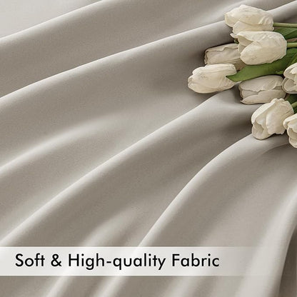 MIULEE Natural Back Tab Blackout Curtains 90 Inches Long 2 Panels Set for Living Room Bedroom Privacy, Rod Pocket/Pinch Pleat Thermal Insulated Room Darkening Pleated Light Blocking Drapes