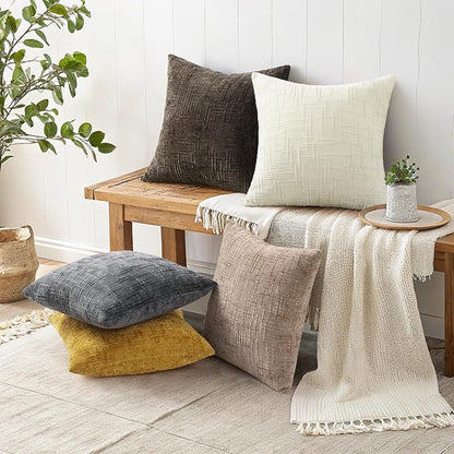 decorUhome Dark Grey Chenille Euro Sham Throw Pillow Covers 22x22 Set of 2 Textured Soft Cozy Slubby Couch Pillow Covers Modern Farmhouse Boho Decorative Pillow Cases for Bed Sofa Living Room