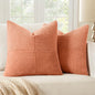 MIULEE Coral Red Decorative Throw Pillow Covers 20x20 Inch for Couch Bed Sofa Pack of 2 Boho Farmhouse Throw Pillows Soft Cross Corduroy Patchwork Textured Cushion Cases