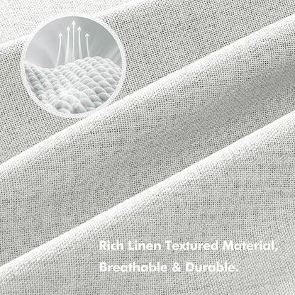 MIULEE 100% Blackout Linen Curtains for Bedroom, Heathered White Solid Luxury Decor Thermal Insulation Room Darkening Drapes for Living Room Nursery Back Tab Rod Pocket 42 x 90 Inches, 2 Panels