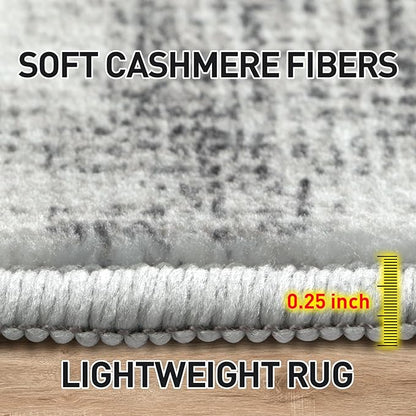 9x12 Area Rugs Washable Rug: Modern Abstract Living Room Rug Soft Anti-Skid Thin Carpet Indoor Floor Non-Shedding Carpets for Bedroom Dining Room Farmhouse Nursery Home Office Black Grey