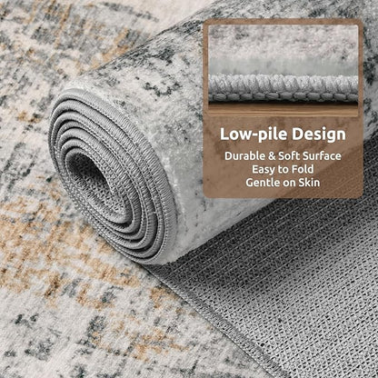 AMOAMI 2 x 6 Hallway Runner Rug Non Slip Super Soft Runner Rugs Machine Washable Low Pile Modern Abstract Runners for Hallways for Bedroom Laundry Room Kitchen, Grey