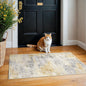 2x4 Washable Entryway Runner Rug: Abstract Small Area Rug Soft Non Slip Door Mat for Hallway Low Pile Thin Stain Resistant Floor Carpet for Kitchen Bedroom Bathroom Bedside Indoor(2x4,Grey/Yellow)