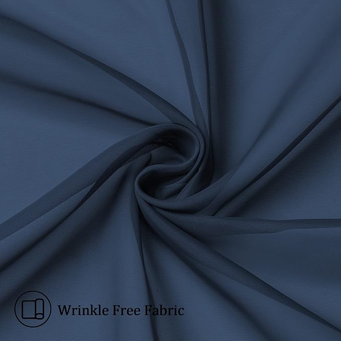 Aiyufneg Navy Blue Sheer Curtains 36 inches Long, Short Kitchen Window Treatment Solid Sheers Cafe Curtains Bathroom Voile Half Window Curtains 2 Panels, Rod Pocket, 40" Wx36 L