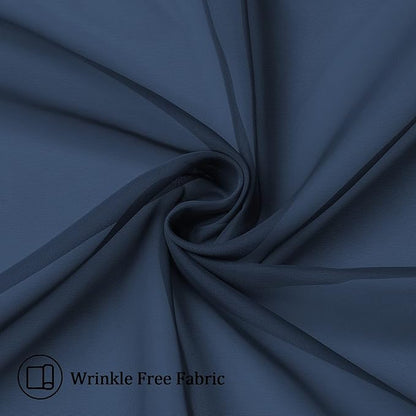 Aiyufneg Navy Blue Sheer Curtains 36 inches Long, Short Kitchen Window Treatment Solid Sheers Cafe Curtains Bathroom Voile Half Window Curtains 2 Panels, Rod Pocket, 40" Wx36 L