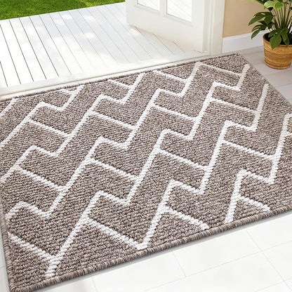OLANLY Front Door Mat, Non-Slip Rubber Backing, Dirt Resistant and Absorbent, Washable, Easy to Clean Low-Profile Indoor Doormat for Back Door, Entryway, Inside Entrance, 36x24, Khaki