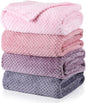 Newwiee 4 Pcs Flanne Fleece Throw Blanket for Bed Couch Large 3D Waffle Textured Soft Blanket Winter Warm Lightweight No Shedding No Pilling Decorative Throw, 50x60 Inch(Gradient Purple)