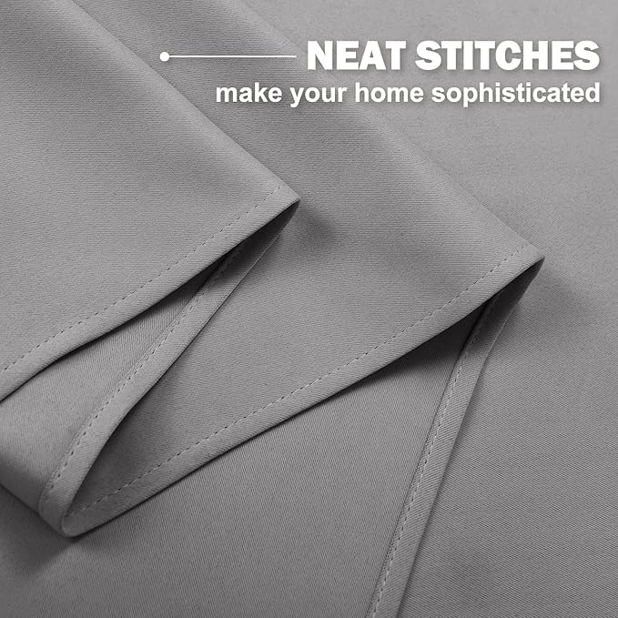 NICETOWN Small Curtain for Half Window, Blackout Short Window Treatment Curtains Solid Grommet Drapers for Bathroom/Living Room, 42" Wide x 36" Long 1.2 inches Header, Silver Grey, 1 Pair