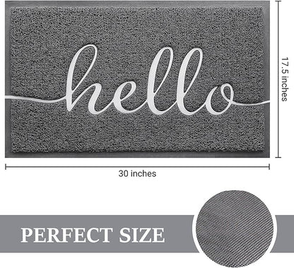 BeneathYourFeet Door Mat (30"x17.5",Dark Grey), Welcome Mat Low Profile Front Doormat Non Slip Mats for Entryway, Patio, High Traffic Areas