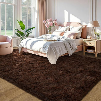 LOCHAS Ultra Soft Indoor Modern Area Rugs 10x14 Fluffy Living Room Carpets for Children Bedroom Home Decor Nursery Rug, Brown
