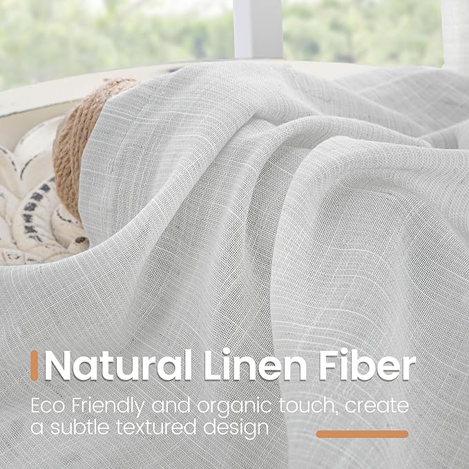BGment Light Grey Linen Curtains 80 Inch Length for Living Room, Window Drapes Lightweight Rustic Country Textured for Bedroom Farmhouse Decor Rod Pocket, 2 Panels Set, 52 Inch Wide