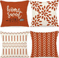 YCOLL Fall Pillow Covers 18x18 Set of 4, Modern Sofa Throw Pillow Cover for Fall Decor, Decorative Outdoor Linen Fabric Pillow Case for Couch Bed Car, Burnt Orange