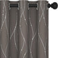 Deconovo Blackout Curtains, Thermal Insulated Soundproof Grommet Drapes, Wave Dots Silver Print, 42 x 45 Inch, Set of 2, Machine Washable Window Panel for Kitchen Bedroom Living Room Nursery, Taupe