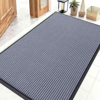OLANLY Front Door Mat Indoor Outdoor Entrance, Waterproof Heavy Duty Doormat, Fade Resistant, Low Profile, Easy Clean Patio Porch Welcome Floor Mats for Entry, 47x32, Ash Grey