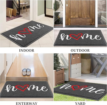 BeneathYourFeet Door Mat, Welcome Mat Low Profile Floor Mat Front Doormat Indoor and Outdoor Doormat Non Slip Rugs for Entryway, Patio, High Traffic Areas (30"x17.5", Grey-Home)