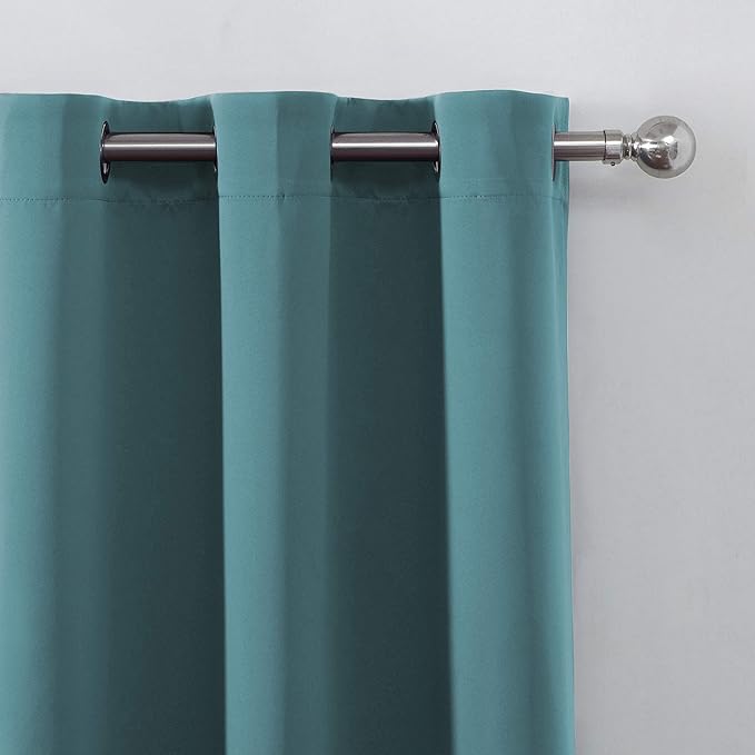 LEMOMO Sea Teal Thermal Blackout Curtains/42 x 95 Inch/Set of 2 Panels Room Darkening Curtains for Bedroom