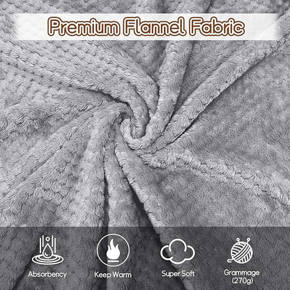 4 Pack Fleece Throw Blankets 50x60 Inches - 270 GSM Ultra Soft Plush Flannel for Bed Couch Sofa, Lightweight Warm 3D Waffle Texture, No Shedding No Pilling All Season Throw (Gray)