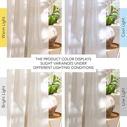 NICETOWN Linen Curtains 84 inches Long, Grommet Thick Flax Linen Privacy Assured with Light Filtering Window Treatments for Bedroom/Living Room, Vannila, W55 x L84, 2 Panels