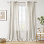 Nanspring Mousse White Curtains 90 Inches Long for Living Room Linen Light Filtering Semi Sheer Curtain Back Tab Rod Pocket Simple Modern Elegant Coastal Decor Drapes for Bedroom 52x90, 2 Panels