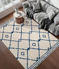 YIHOUSE Boho 5x7 Area Rugs for Living Room, Western Beige and Blue Rug, Moroccan Geometric Soft Low-Pile Washable Rugs for Bedroom, Dining Room