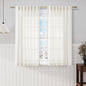 Beige White Kitchen Cafe Sheer Curtains 54 Inch Long 2 Panel Back Tab Linen Textured Light Filtering Short Neutral Bohemian Farmhouse Bedroom Bathroom Curtains 52Wx54L