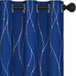 Deconovo Blackout Curtains, 38 x 90 Inch Drapes for Sliding Door with Wave Dot Silver Print, Soundproof Thermal Insulated Window Curtain for Bedroom Living Room, Set of 2, Machine Washable, Royal Blue
