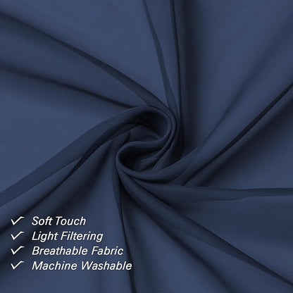 Lecloud Volie Sheer Curtains Blue Tiers 36 Inches Long 2 Pieces Set, Gauzy Solid Window Small Curtain for Bedroom Livng Room Bathroom Kitchen, Dual Rod Pockets Cupboard Tier Light Reducing 40x36 Inch