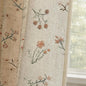 Floral Embroidered Linen Blend Curtains for Bedroom, 84 Inch Light Filtering Spring Farmhouse Vintage Drapes Beige Flower Window Treatments for Living Room Rod Pocket, Set of 2 Panels