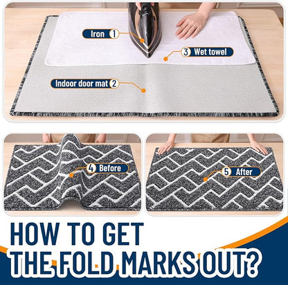 OLANLY Front Door Mat, Non-Slip Rubber Backing, Dirt Resistant and Absorbent, Washable, Easy to Clean Low-Profile Indoor Doormat for Back Door, Entryway, Inside Entrance, 32x20, Black