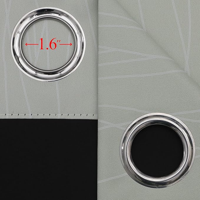 Estelar Textiler Sage and Greyish White Blackout Curtains 54 Inch Length, Light Blocking Gradient Grommet Drapes for Living Room, Thermal Insulated Ombre Curtains for Bathroom,52Wx54L,2 Panels