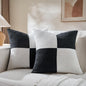 Fancy Homi Set of 2 Black White Decorative Throw Pillow Covers 18x18 Inch with for Couch Bed Sofa Living Room, Soft Cross Patchwork Striped Corduroy Modern Square Cushion Case 45x45 cm