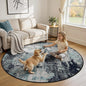Washable Area Rugs 6ft Non-Slip Modern Abstract Soft for Living Room Entryway Bedroom Nursery, Print Pattern, Blue Black Teal