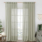 LAMIT Linen Semi Sheer Curtains 96 inches Long 2 Panels Set, Light Filtering Panels Back Tab and Rod Pocket Floor to Ceiling Curtains for Bedroom/Living Room, Sage Grey, 52 x 96 Inch