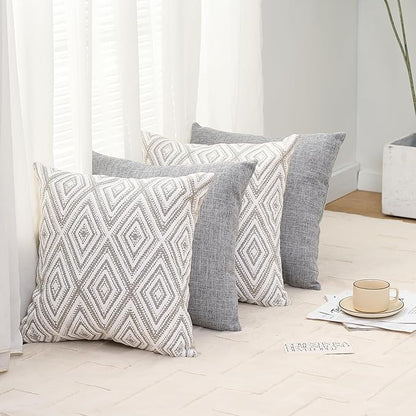 HPUK Decorative Throw Pillow Covers Set of 4 Couch Pillows Accent Cushion Cover for Couch Sofa Living Room, 20"x20" inches, Grey