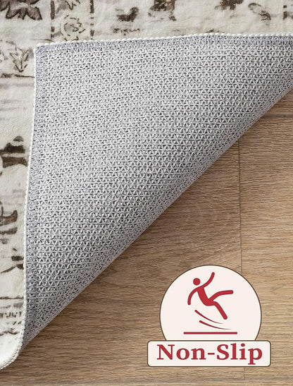 SERISSA Boho Washable Runner Rug, 2x6 Rug Non-Slip Vintage Earth Tone Hallway Kitchen Runner Rug Ultra Soft Print Distressed Floor Carpet for Bedroom Bathroom Laundry Room