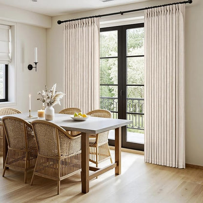 MIULEE Pinch Pleated Thick Linen Curtains 102 Inches Long 2 Panels for Living Room Bedroom, Memory Trained Pleat Drapes Back Tab Light Filtering Boho Cream Ivory Window Curtains with Hooks