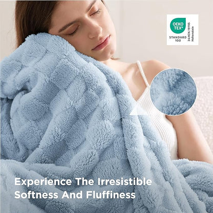 Bedsure GentleSoft Twin Blanket for Bed Light Blue - Super Soft Cozy Blankets for Kids Girls, Cute Fuzzy Fleece Throws for Bedroom Couch, 60x80 Inches