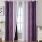 Estelar Textiler Purple and Greyish White Ombre Blackout Curtains 90 Inch Length 2 Panels Set,Thermal Insulated Drapes for Bedroom,Full Room Darkening Grommet Gradient Curtains for Living Room,52Wx90L