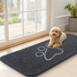OLANLY Dog Door Mat for Muddy Paws 47x20, Paw Print Design, Absorbs Moisture and Dirt, Absorbent Non-Slip Washable Doormat, Quick Dry Chenille Mud Mat for Dogs, Entry Indoor Entryway Carpet, Dark Grey