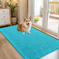 OLANLY Dog Door Mat for Muddy Paws 54x32, Absorbs Moisture and Dirt, Absorbent Non-Slip Washable Doormat, Quick Dry Chenille Mud Mat for Dogs, Entry Indoor Entryway Carpet for Inside Floor, Aqua Blue