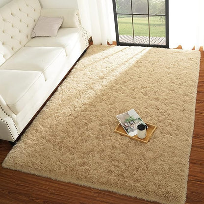 Chicrug Soft Area Rugs for Bedroom Living Room Plush Fluffy Rug 9x12 Feet, Shag Furry Area Rug Carpet Non Shedding for Nursery Children Kids Girls Room Home Decorative, Camel
