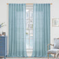 LAMIT Stone Blue Linen Curtains 90 Inch for Living Room, Back Tab and Rod Pocket Linen Textured Farmhouse Panels Light Filtering Drapes for Bedroom/Dining Room, Set of 2, 52 x 90 Inch