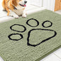 Smiry Dog Door Mat for Muddy Paws, Absorbent Dirt Trapper Non Slip Quick Dry Washable Chenille Mat for Mud Dogs, Entry Rug for Indoor and Outdoor (30x20 Inches, Sage Green and Black)