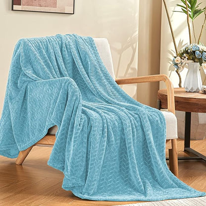 inhand Blue Throw Blanket, Super Soft Flannel Cozy Blankets & Throw for Adults, Lightweight Fuzzy Blanket, Warm Plush Blankets for All Season 50×60 Inches