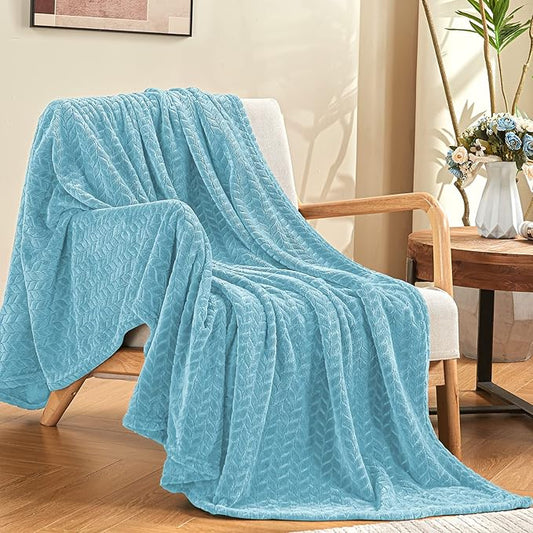 inhand Blue Throw Blanket, Super Soft Flannel Cozy Blankets & Throw for Adults, Lightweight Fuzzy Blanket, Warm Plush Blankets for All Season 50×60 Inches